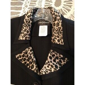 John Roberts Vintage Long Suit Dress With Animal Print Collar Size L